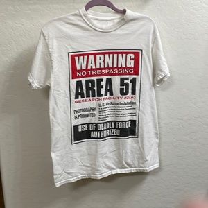 White area 51 t-shirt.  No tag inside, I’m thinking it’s a medium boys.